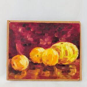 Walter Lampe Canadian Original Oil Painting 1967 MCM Impasto Still Life Fruit